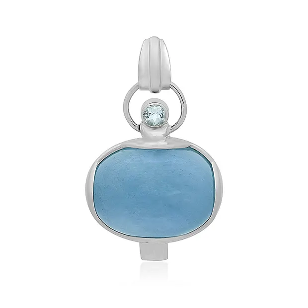 Aquamarine oval pendant (23 x 19mm), 4.1cm, platinum plated | Marco Schreier