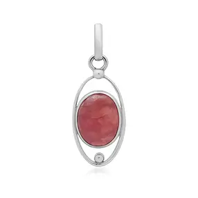 Anhänger Rhodocrosit oval (16 x 12mm), 4,2cm, platiniert | Marco Schreier