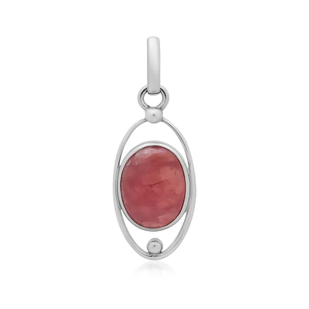Pendente ovale in rodocrosite (16 x 12 mm), 4,2 cm, placcato in platino | Marco Schreier