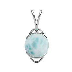 242023230001 Anhänger Larimar, rund (10 mm) Doppelöse, 2,2cm, platiniert | Marco Schreier