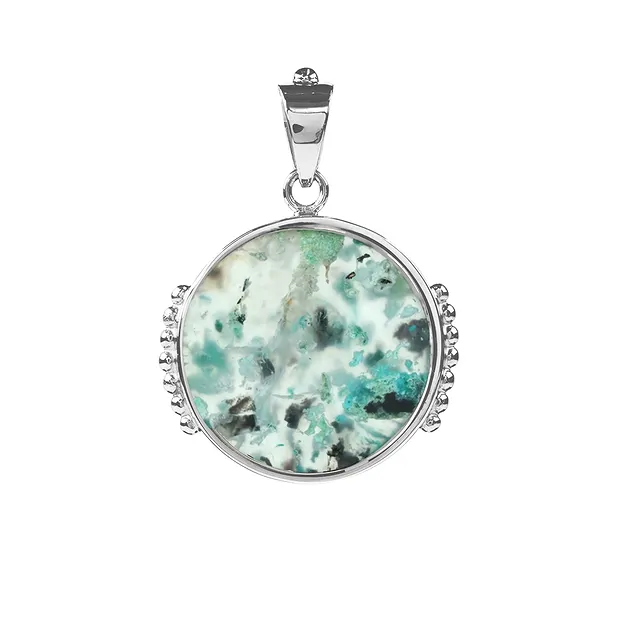Pendentif Gem Silica rond (24mm), 3,6cm, platiné | Marco Schreier