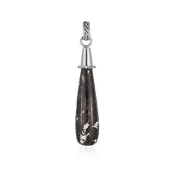 242023230023 Anhänger versteinertes Palmholz, Tropfen (42 x 10mm). 5,2cm, platiniert | Marco Schreier
