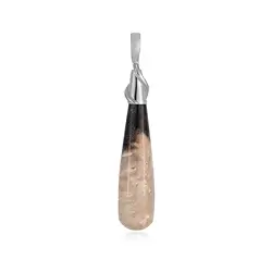 242023230024 Colgante de madera de palma petrificada, gota (42 x 10 mm), 5,2 cm, platinado | Marco Schreier