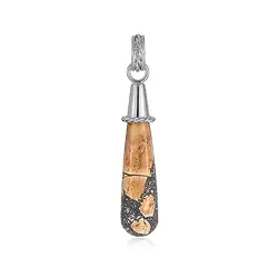 242023230025 Anhänger Maligano-Jaspis Tropfen, 5,2cm, platiniert | Marco Schreier