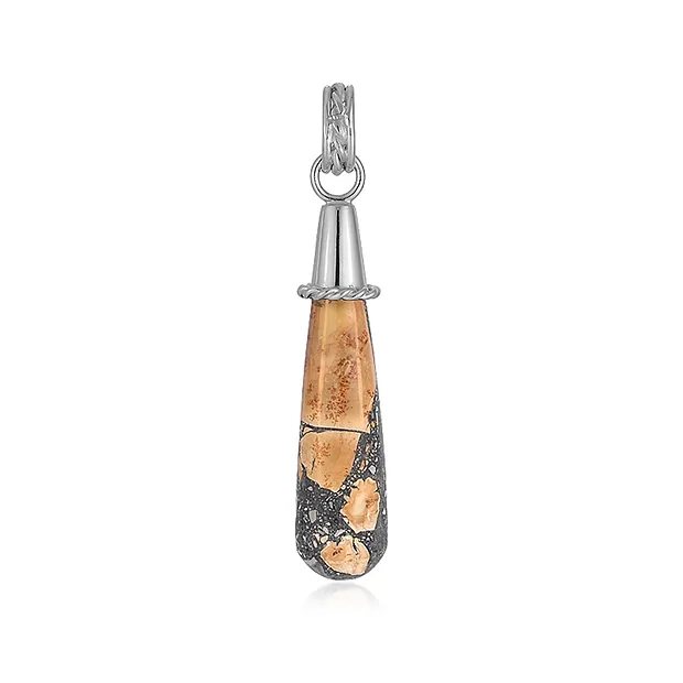 Maligano jasper drop pendant, 5.2 cm, platinum plated | Marco Schreier