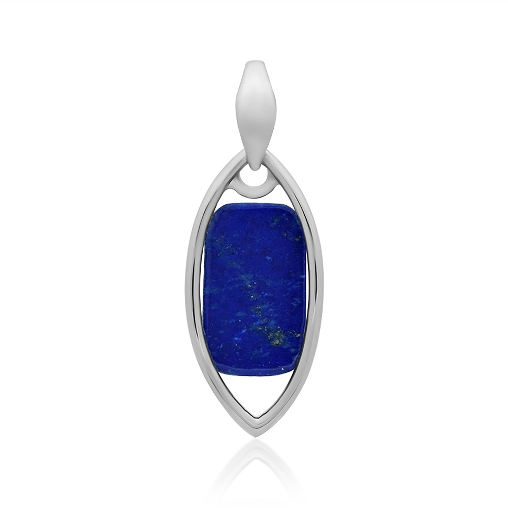 Pendentif Lapis-lazuli rectangulaire (16 x 10mm), 3,8cm, platiné  | Marco Schreier