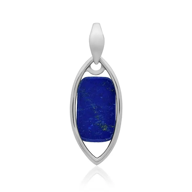 Anhänger Lapis Lazuli Rechteck (16 x 10mm), 3,8cm, platiniert  | Marco Schreier