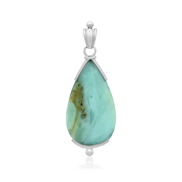 Pendentif Calcédoine du Pacifique, goutte (34 x 20mm), 5,2cm, platiné | Marco Schreier