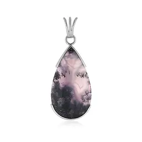 Pendentif Calcédoine (lilas), goutte (30 x 25mm), 4,6cm, platiné | Marco Schreier