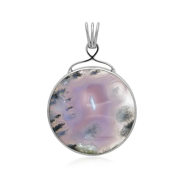 Anhänger Chalcedon (lila), rund (30mm), 4,7cm, platiniert | Marco Schreier
