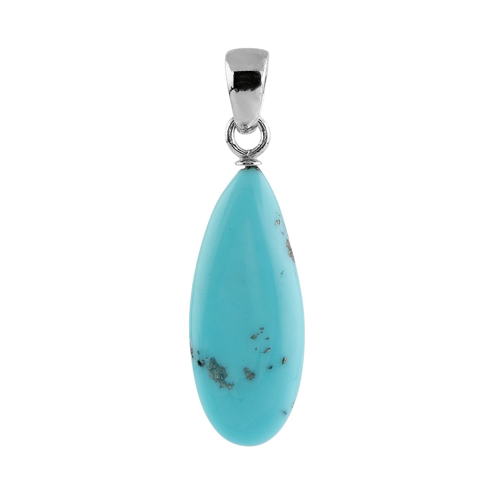 Tumbled Stone Pendant Turquoise (21 x 15mm), 3.5cm, platinum plated | Marco Schreier