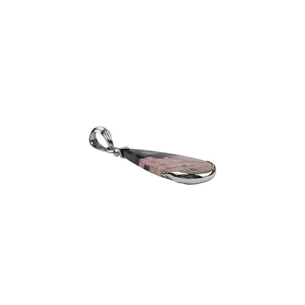 Pendentif Rhodonite goutte (40 x 18mm), 5,5cm, platiné | Marco Schreier