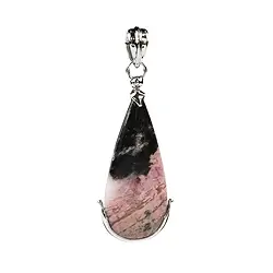 242023230072 Pendentif Rhodonite goutte (40 x 18mm), 5,5cm, platiné | Marco Schreier