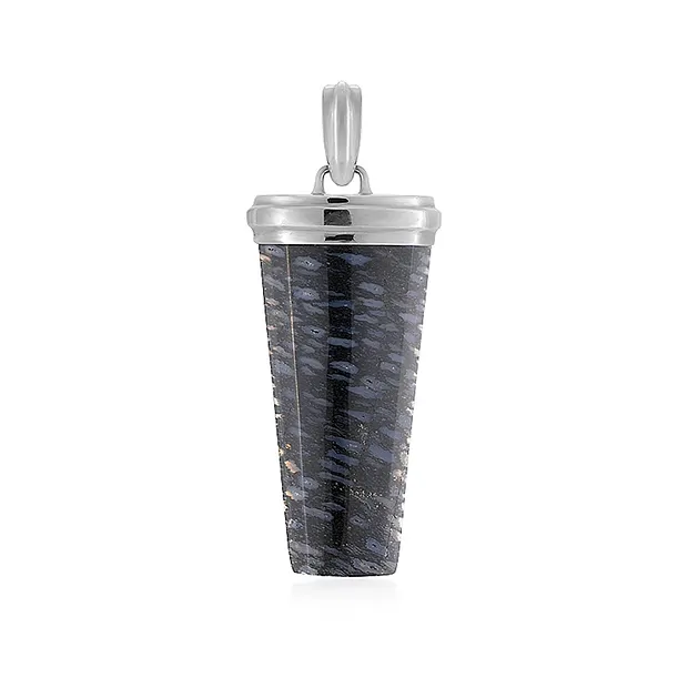Colgante de madera de palma (oscuro), trapezoidal, 5,4 cm, platinado | Marco Schreier