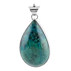 242023230085 Anhänger Chrysocoll Tropfen (45 x 24mm), 5,7cm, platiniert | Marco Schreier