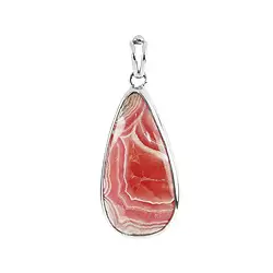 242023230101 Anhänger Rhodochrosit Tropfen (29 x 12mm), 4,4cm, platiniert | Marco Schreier