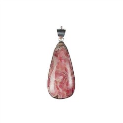 242023230104 Rhodochrosite freeform pendant (31 x 19mm), 4.7cm, platinum plated | Marco Schreier