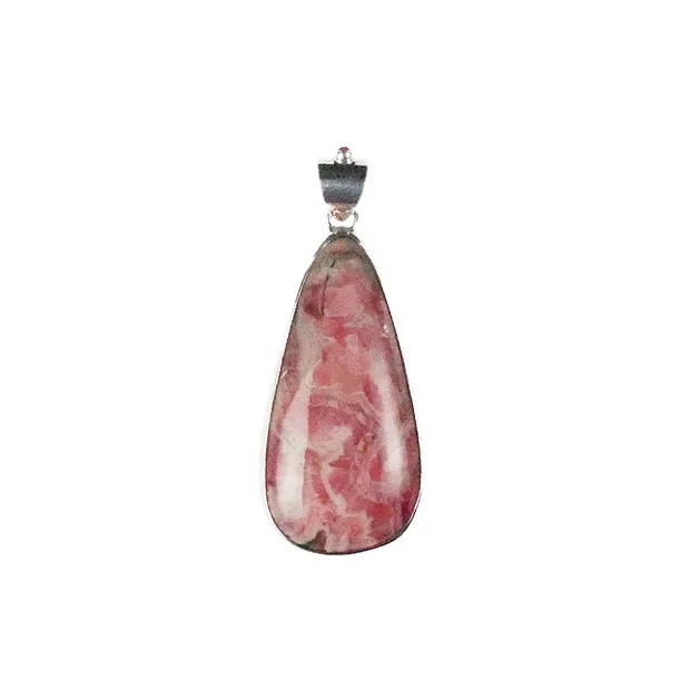 Rhodochrosite freeform pendant (31 x 19mm), 4.7cm, platinum plated | Marco Schreier