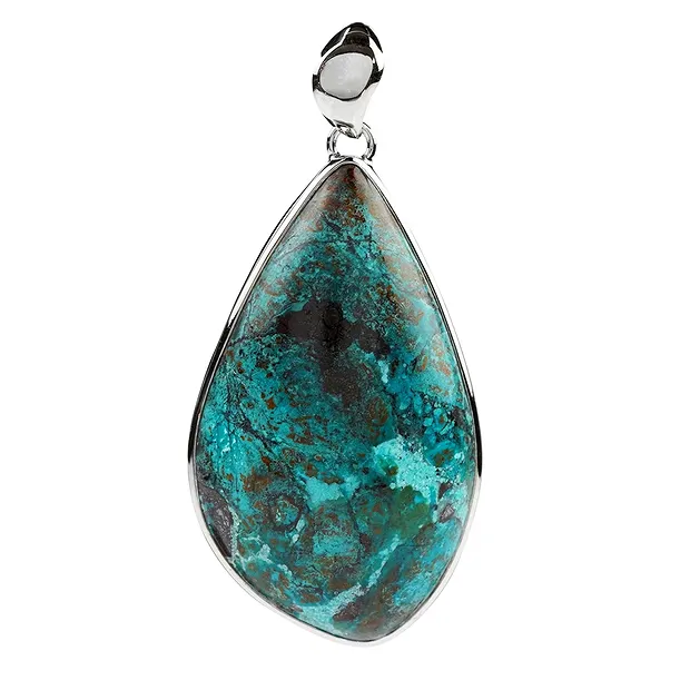 Pendentif Chrysocolle Freeform (50 x 26mm), 6,4cm, platiné | Marco Schreier