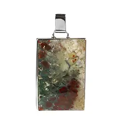 242023230124 Rectangular feather agate pendant (33 x 26mm), 4.4cm, platinum plated | Marco Schreier