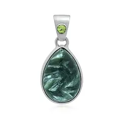 242023230170 Anhänger Serafinit, Tropfen (18 x 12mm), Peridot, 2,7cm, platiniert | Marco Schreier