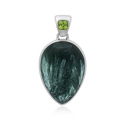242023230172 Pendant serafinite, drop (24 x 18mm), Peridote, 3.4cm, platinum plated | Marco Schreier