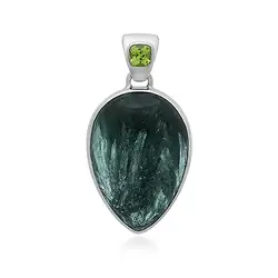 242023230172 Anhänger Serafinit, Tropfen (24 x 18mm), Peridot, 3,4cm, platiniert | Marco Schreier