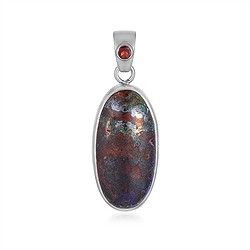 242023230187 Colgante zarinita, oval (30 x 15mm), granate, 4,0cm, platinado | Marco Schreier