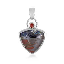 242023230189 Pendant zarinite trillion (20mm), garnet (3.5mm), 4.0cm, platinum plated | Marco Schreier