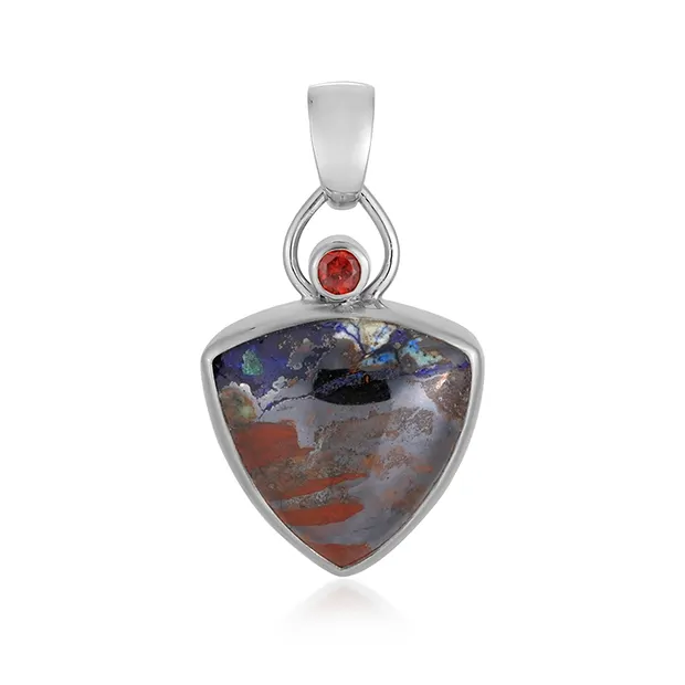 Pendentif Zarinite Trillion (20mm), Grenat (3,5mm), 4,0cm, platiné | Marco Schreier