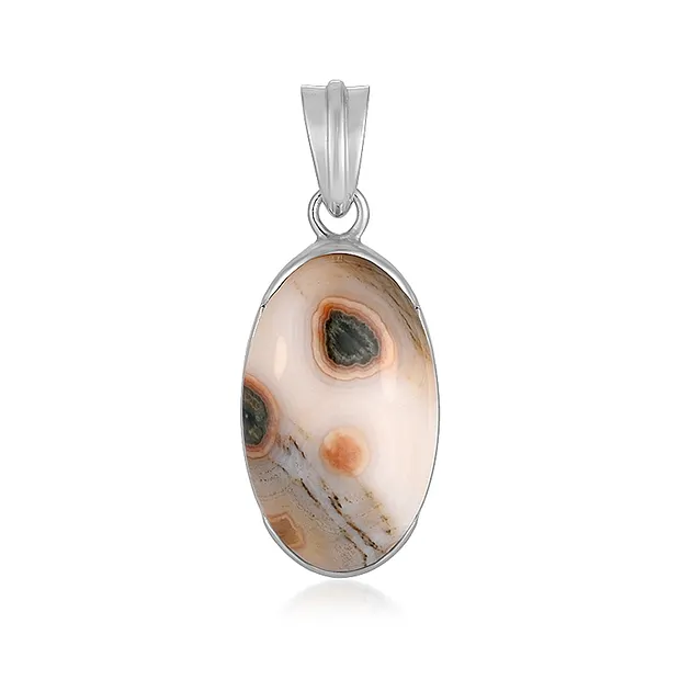 Pendente in diaspro oceanico, ovale (23 x 14 mm), 3,2 cm, placcato in platino | Marco Schreier