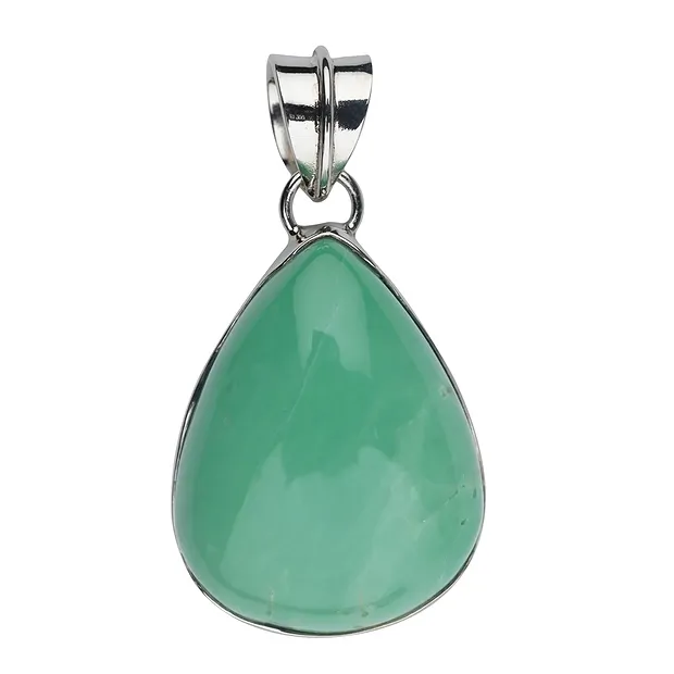 Pendentif Variscite, goutte (25 x 16mm), 3,4cm, platiné | Marco Schreier