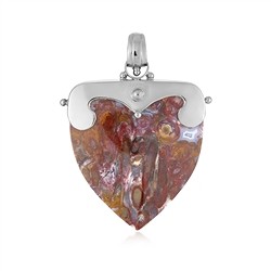 242023230218 Anhänger versteinertes Palmholz (orange), Trillion, 5,6cm, platiniert | Marco Schreier