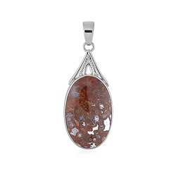 242023230227 Petrified Palm Wood Pendant (orange) Oval (32 x 20mm), 4.0cm, platinum plated | Marco Schreier
