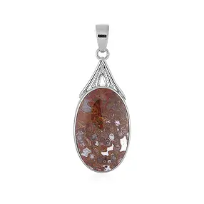 Anhänger versteinertes Palmholz (orange) Oval, 4,0cm, platiniert | Marco Schreier