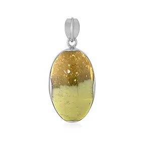 Pendentif Bois fossilisé (vert), ovale, 4,50cm, platiné | Marco Schreier