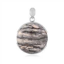 242023230235 Colgante de jaspe batik, redondo (30 mm), 4,5 cm, platinado | Marco Schreier