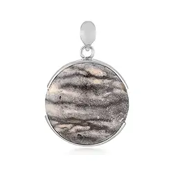 242023230235 Pendente in diaspro batik, rotondo (30 mm), 4,5 cm, placcato in platino | Marco Schreier