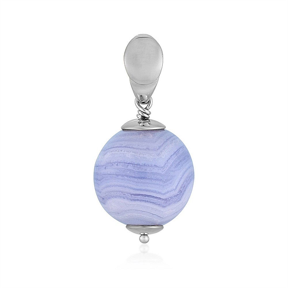 Anhänger Chalcedon Kugel (20mm), 3,2cm, platiniert | Marco Schreier