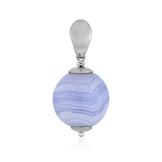 Anhänger Chalcedon Kugel (20mm), 3,2cm, platiniert | Marco Schreier