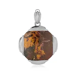 242023230240 Anhänger Chalcedon (multicolour), rund (30mm), 4,6cm, platiniert | Marco Schreier