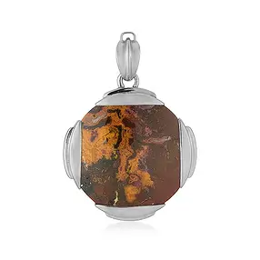 Anhänger Chalcedon (multicolour), rund, 4,6cm, platiniert | Marco Schreier
