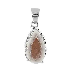 Agate Geode pendant, oval (19 x 13mm), 3.0 - 3.5cm, platinum plated | Marco Schreier