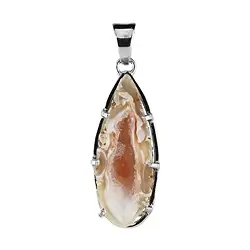 242023230252 Anhänger Achatgeode, Tropfen (28 x 13mm), 4,4cm, platiniert | Marco Schreier