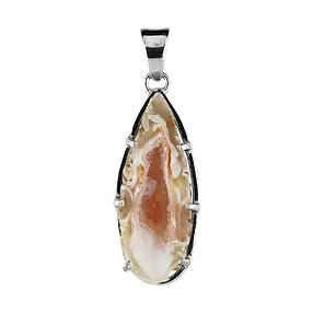 Agate Geode pendant, drop (28 x 13mm), 4.4cm, platinum plated | Marco Schreier