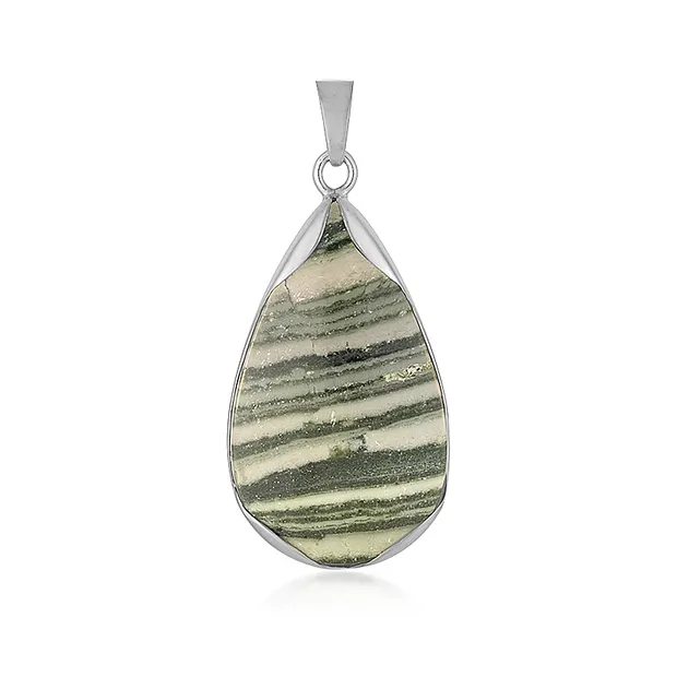 Pendente in diaspro (verde), goccia (35 x 20 mm), 4,7 cm, placcato in platino | Marco Schreier
