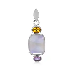 242023230277 Anhänger Ametrin Rechteck (16 x 12mm), Amethyst, Citrin, 3,5cm, platiniert | Marco Schreier