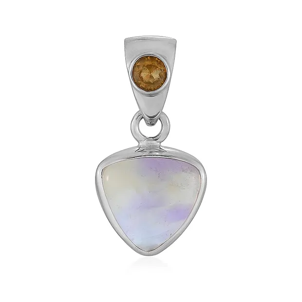Ametrine Trillion pendant (12 x 12mm), 2.4cm, platinum plated | Marco Schreier