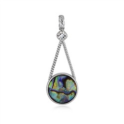 242023230282 Paua shell pendant, round (14.5mm), 4.0cm, platinum plated | Marco Schreier