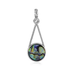 242023230282 Pendentif coquille Paua, rond (14,5mm), 4,0cm, platiné | Marco Schreier